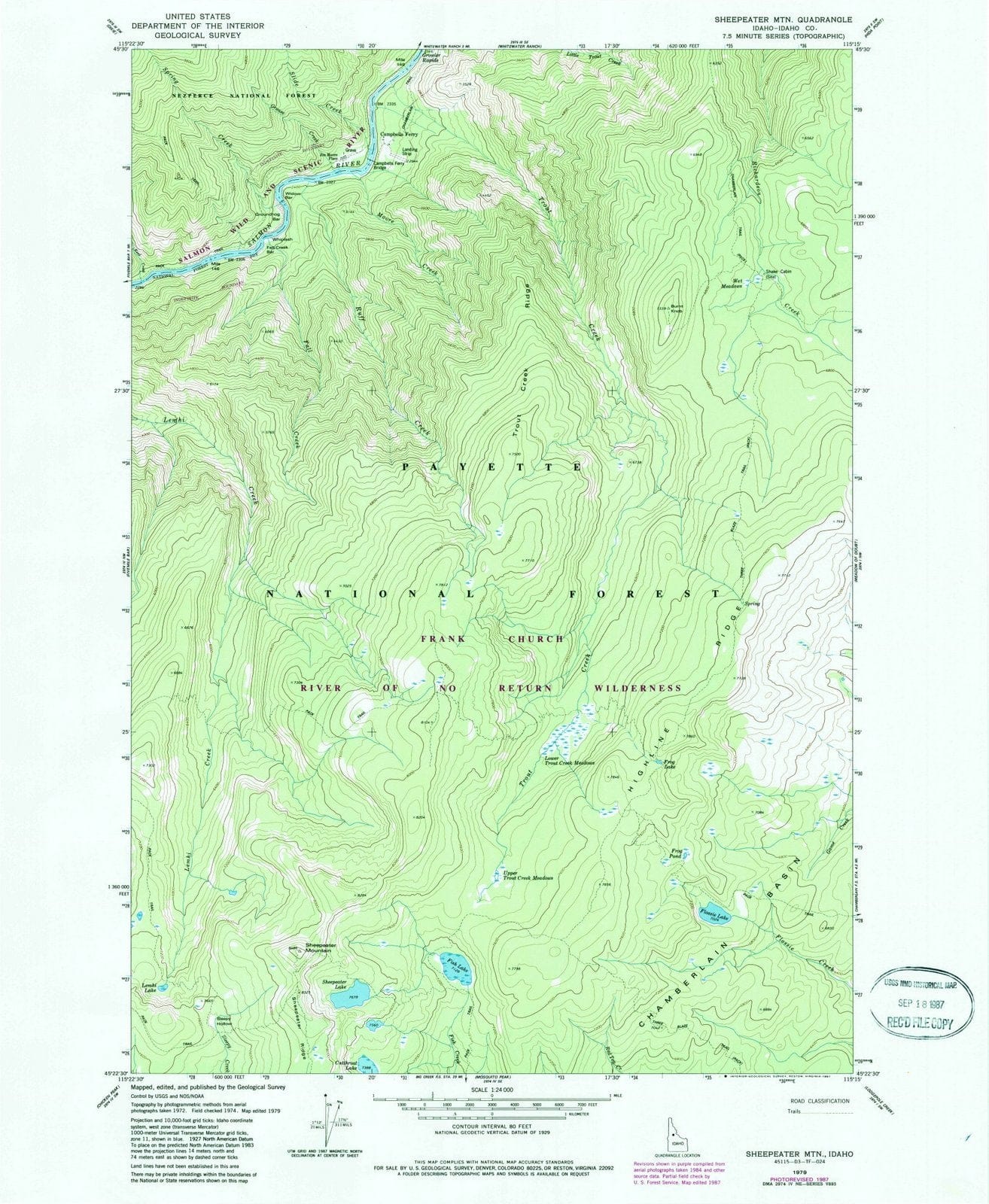 1979 Sheepeater MTN, ID - Idaho - USGS Topographic Map