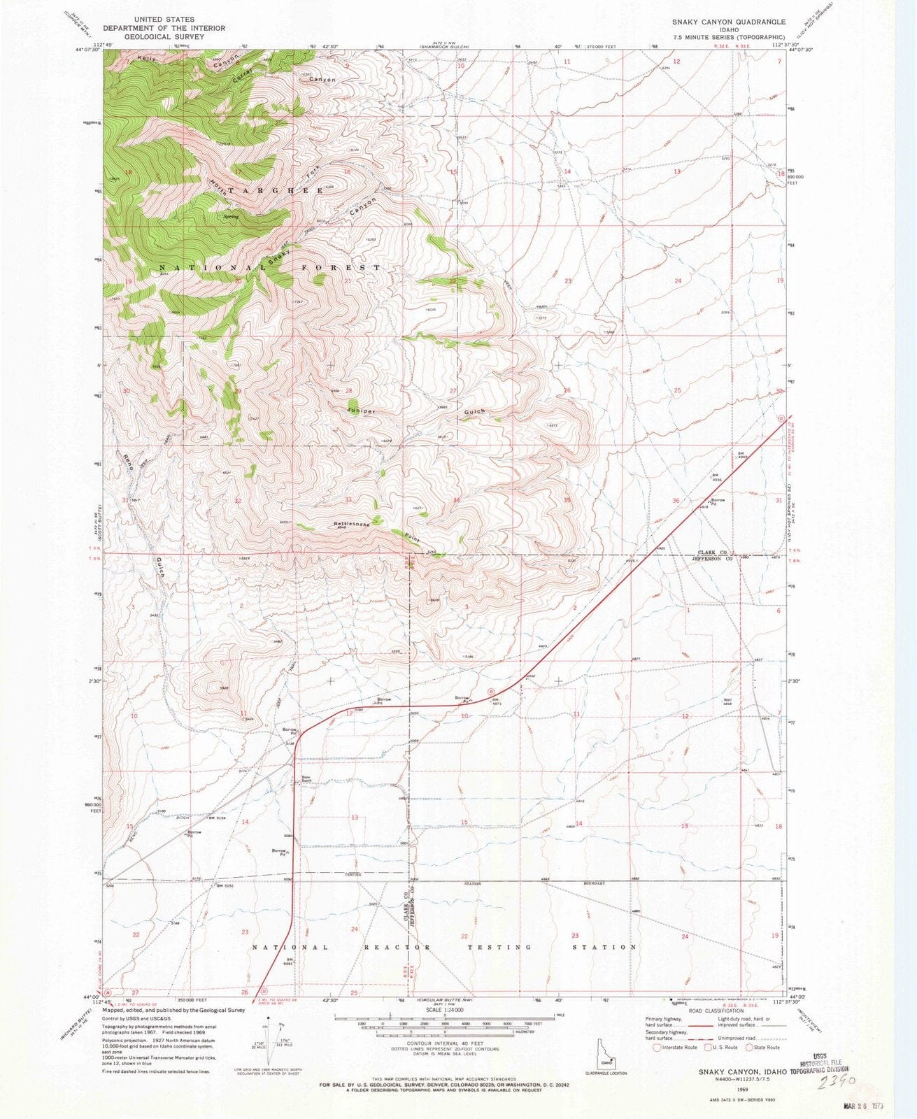 1969 Snaky Canyon, ID - Idaho - USGS Topographic Map