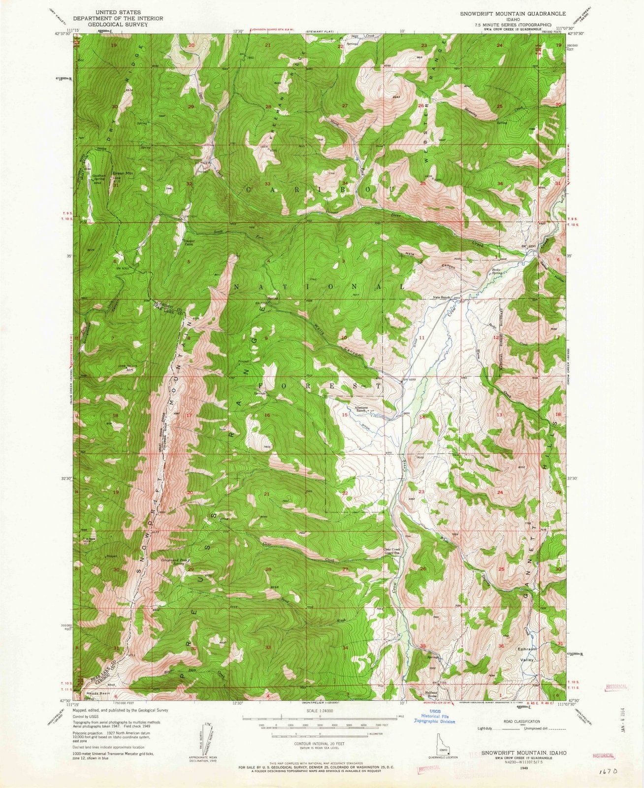 1949 Snowdrift Mountain, ID - Idaho - USGS Topographic Map