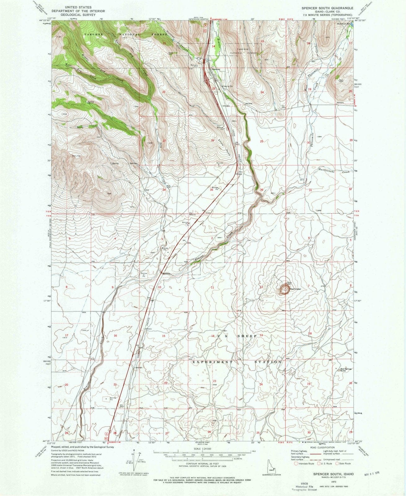 1972 Spencer South, ID - Idaho - USGS Topographic Map