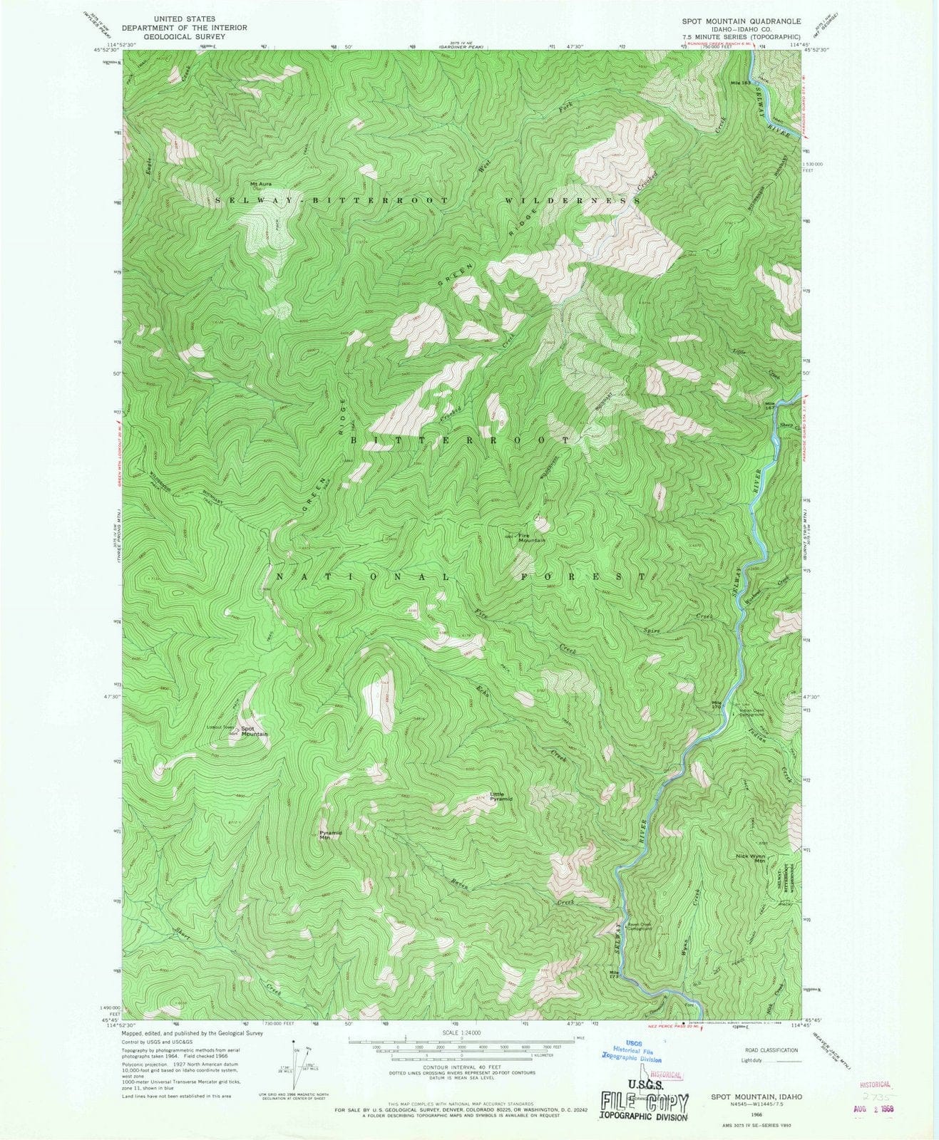 1966 Spot Mountain, ID - Idaho - USGS Topographic Map