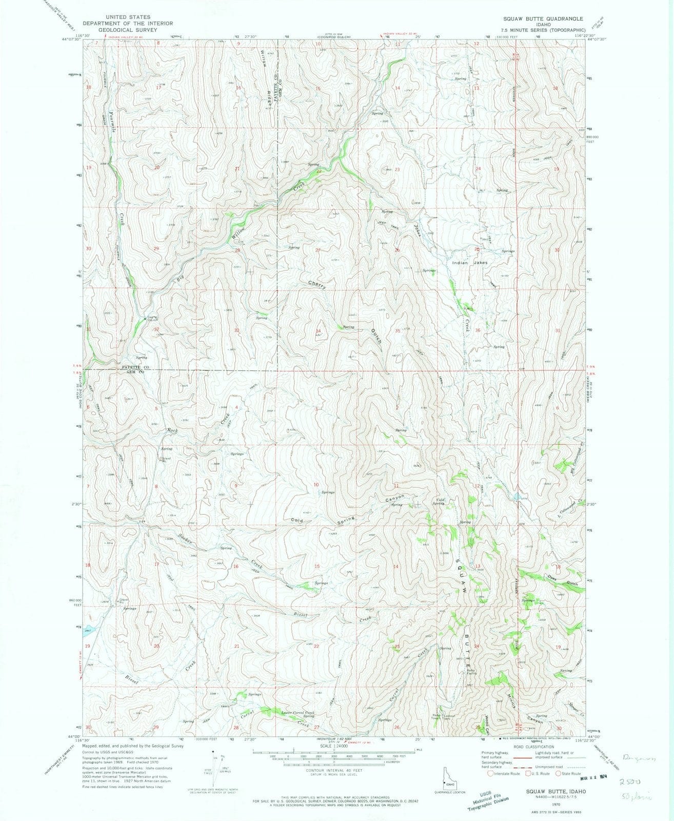 1970 Squaw Butte, ID - Idaho - USGS Topographic Map