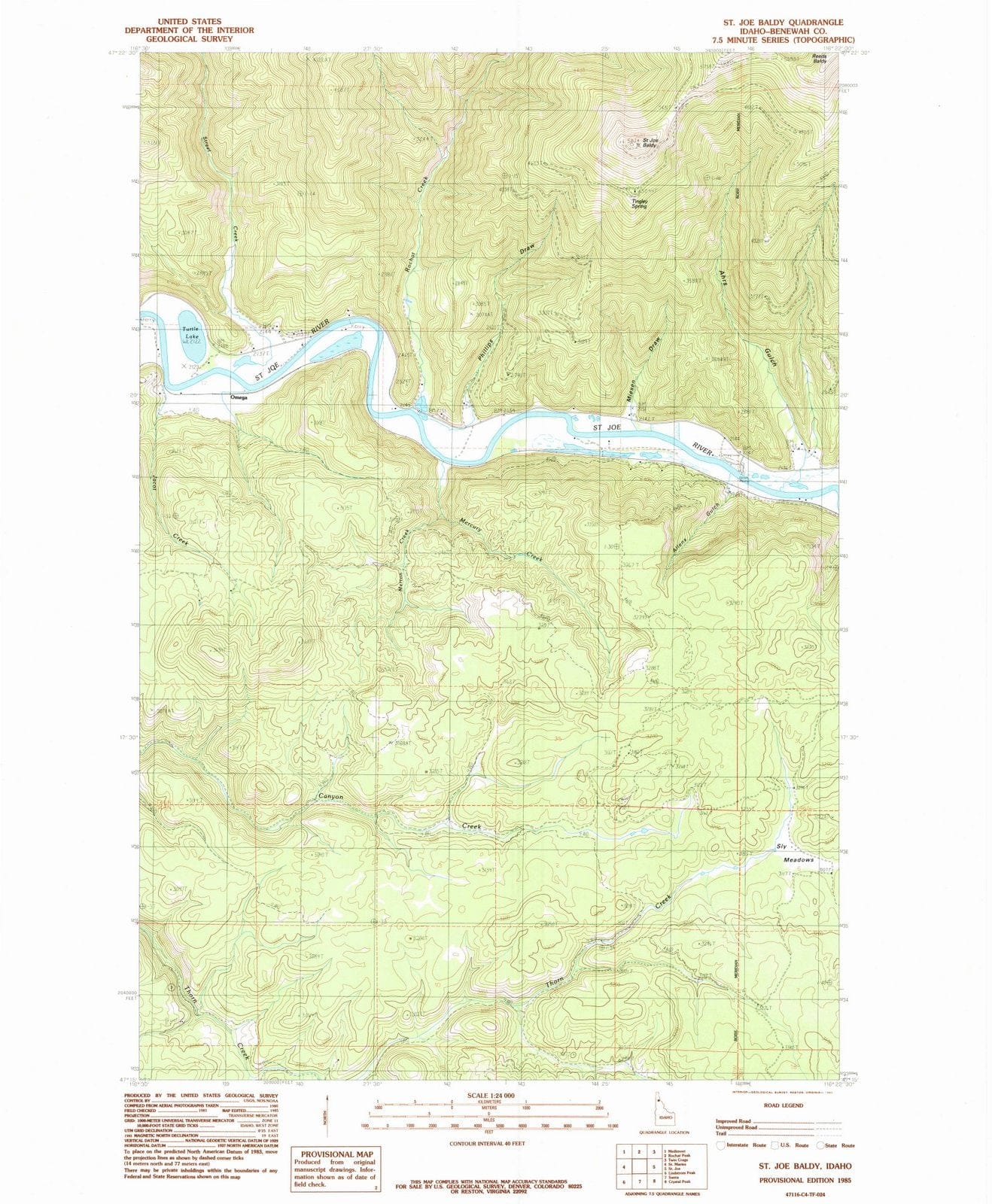 1985 St. Joe Baldy, ID - Idaho - USGS Topographic Map