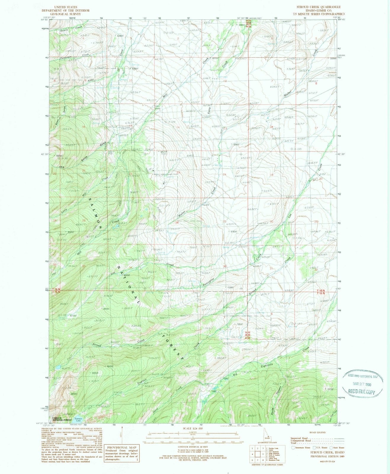 1989 Stroud Creek, ID - Idaho - USGS Topographic Map