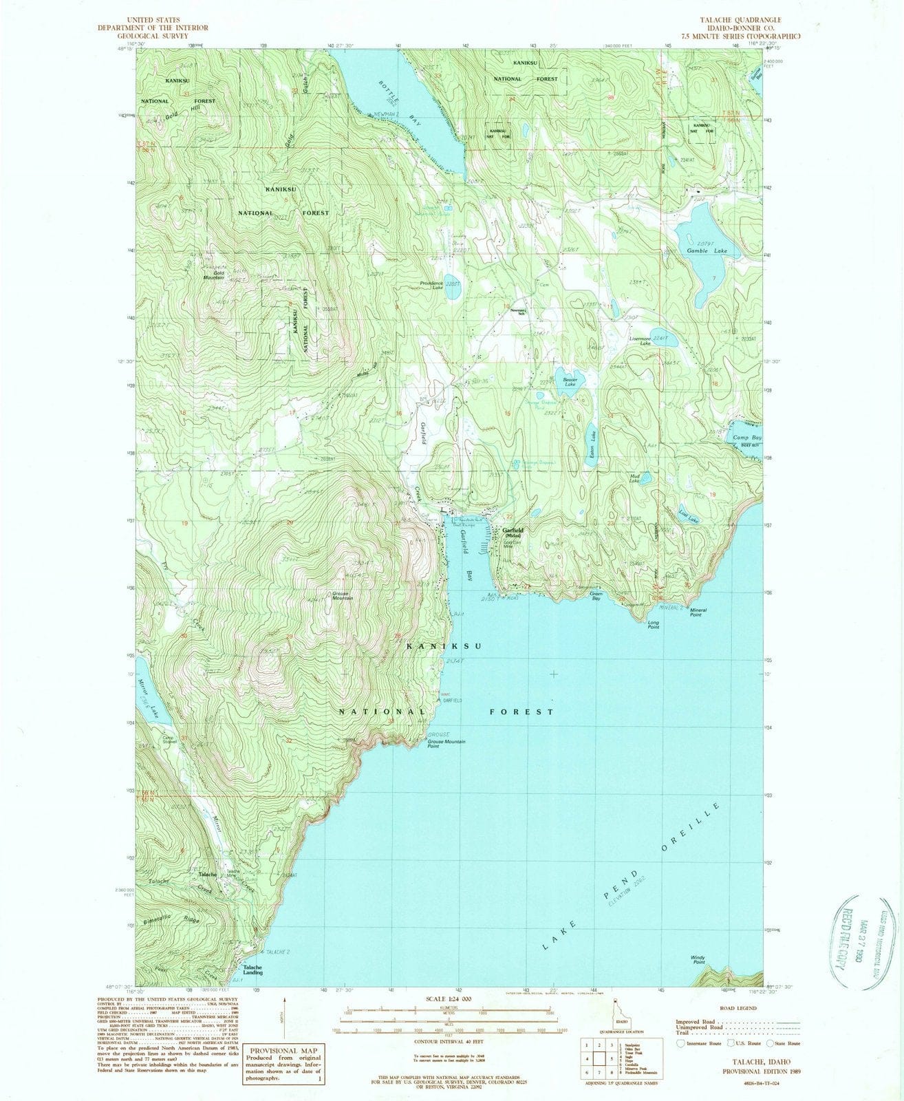 1989 Talache, ID - Idaho - USGS Topographic Map