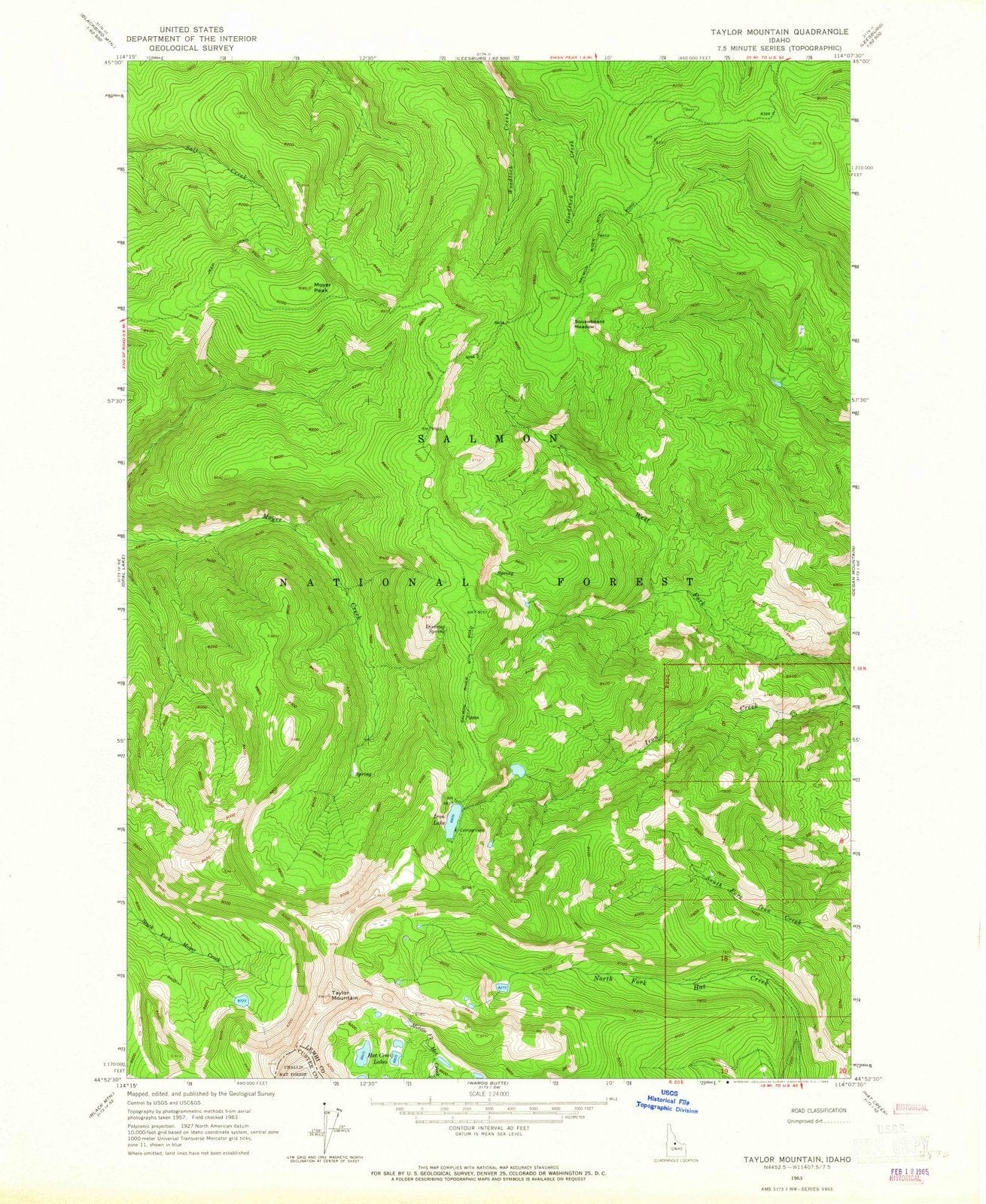 1963 Taylor Mountain, ID - Idaho - USGS Topographic Map