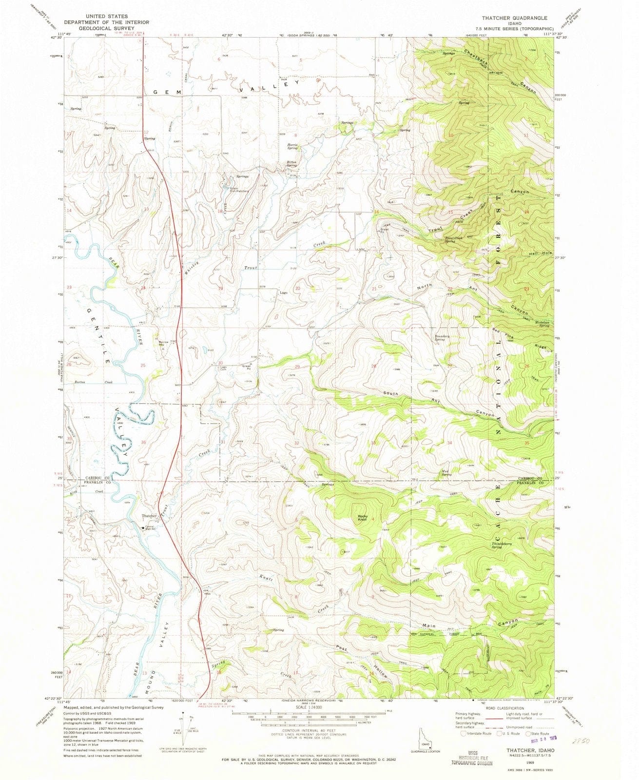 1969 Thatcher, ID - Idaho - USGS Topographic Map