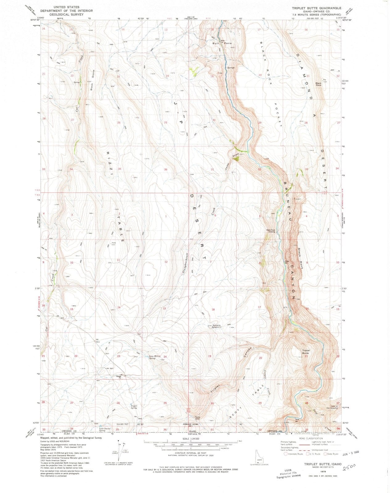 1979 Triplet Butte, ID - Idaho - USGS Topographic Map