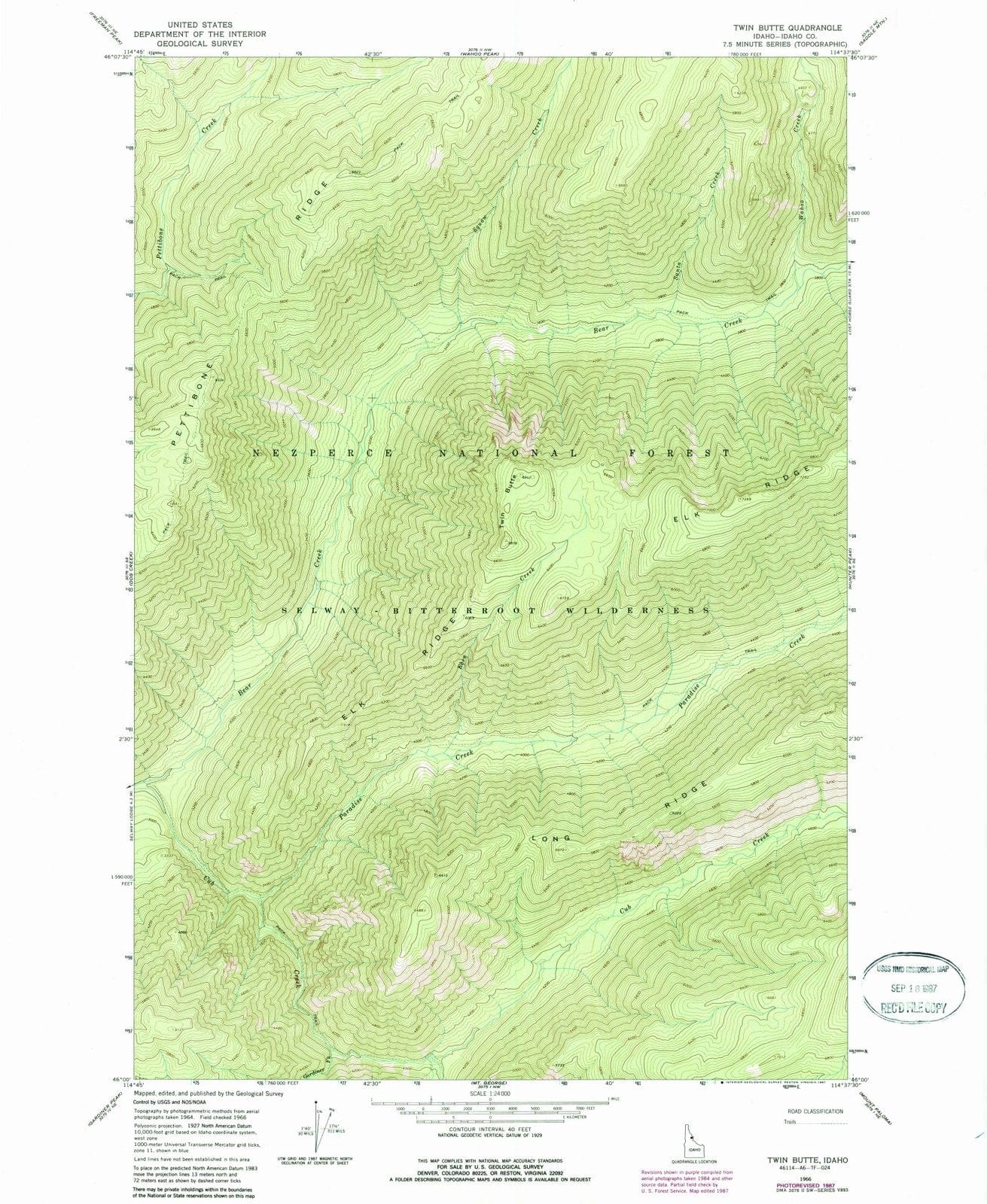 1966 Twin Butte, ID - Idaho - USGS Topographic Map