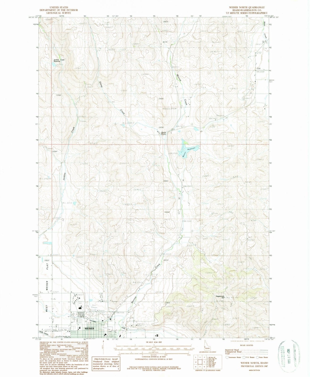 1987 Weiser North, ID - Idaho - USGS Topographic Map