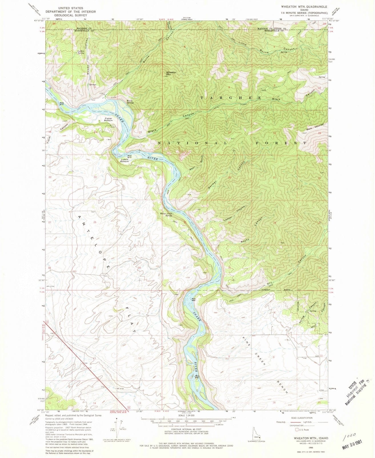 1966 Wheaton Mountain, ID - Idaho - USGS Topographic Map