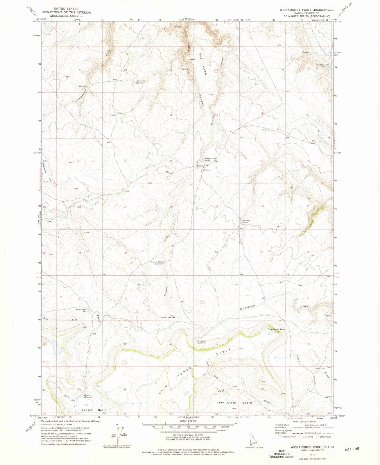 1972 Wickahoney Point, ID - Idaho - USGS Topographic Map