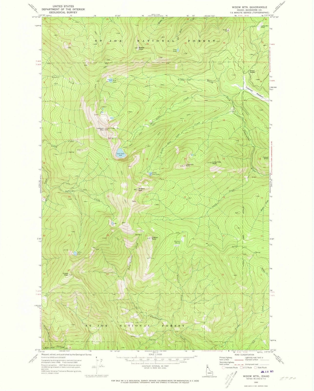1969 Widow Mountain, ID - Idaho - USGS Topographic Map