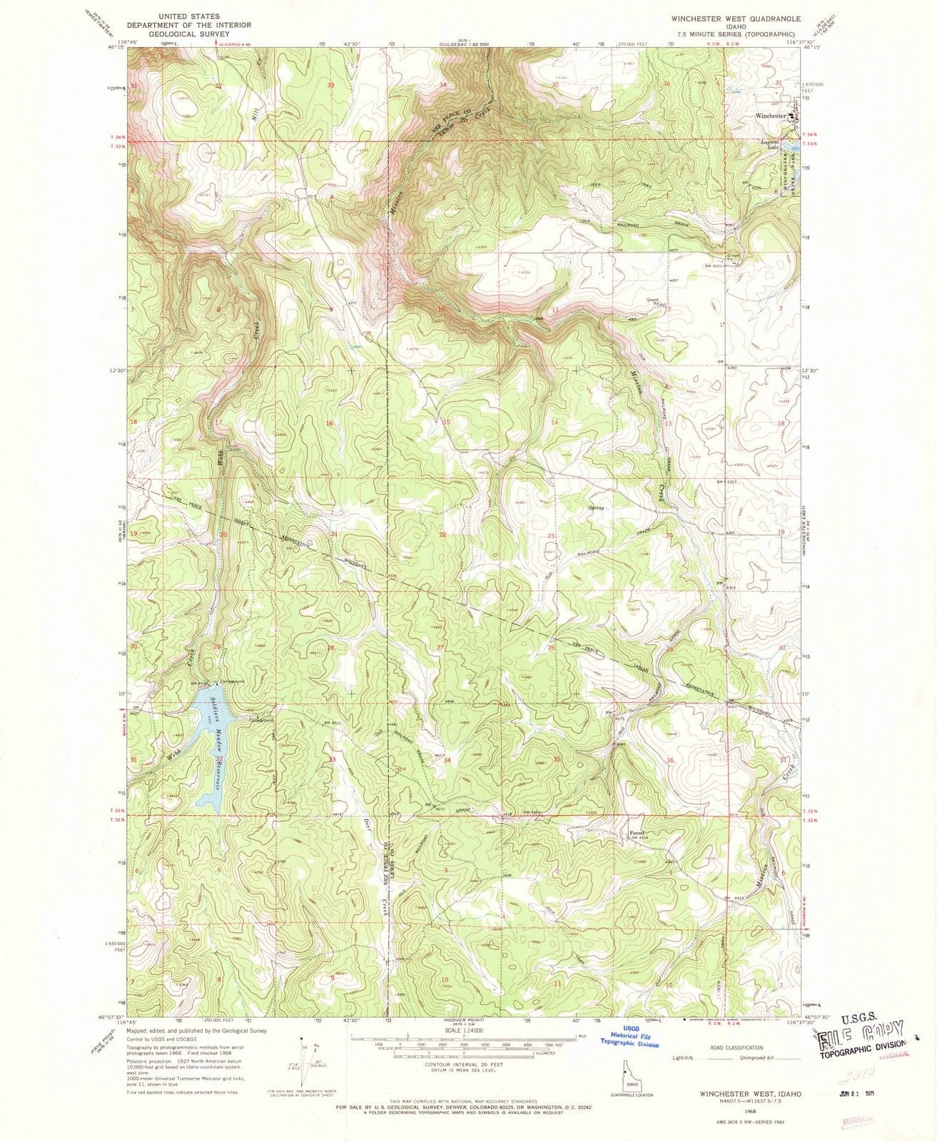 1968 Winchester West, ID - Idaho - USGS Topographic Map