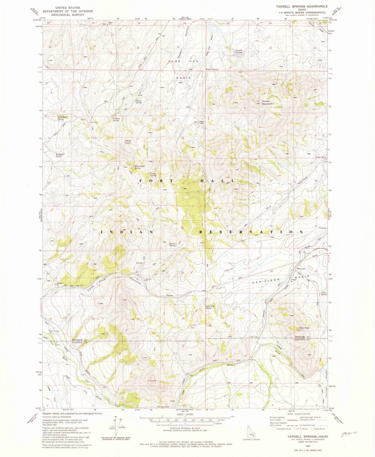 1981 Yandell Springs, ID - Idaho - USGS Topographic Map