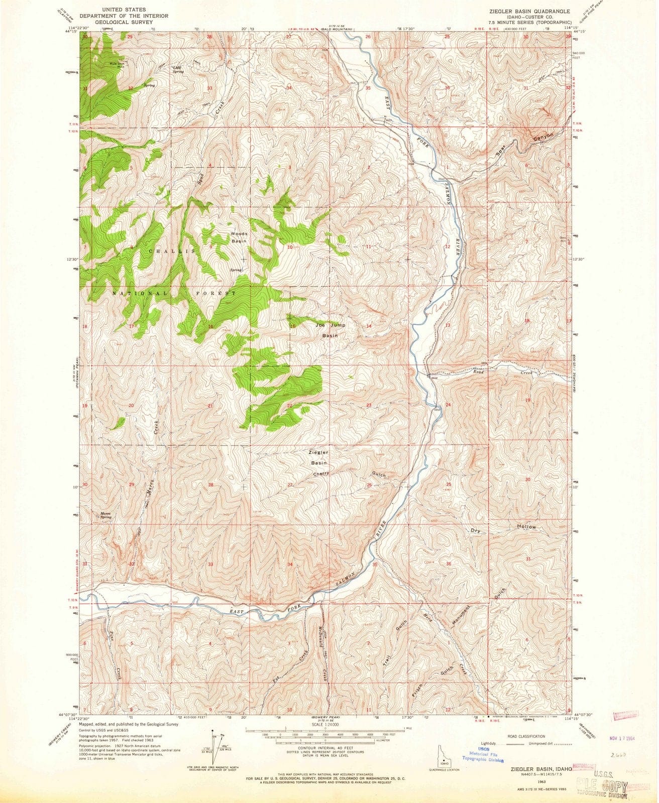 1963 Ziegler Basin, ID - Idaho - USGS Topographic Map