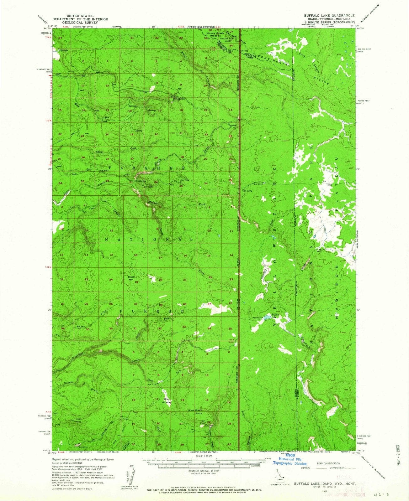 1957 Buffalo Lake, ID - Idaho - USGS Topographic Map