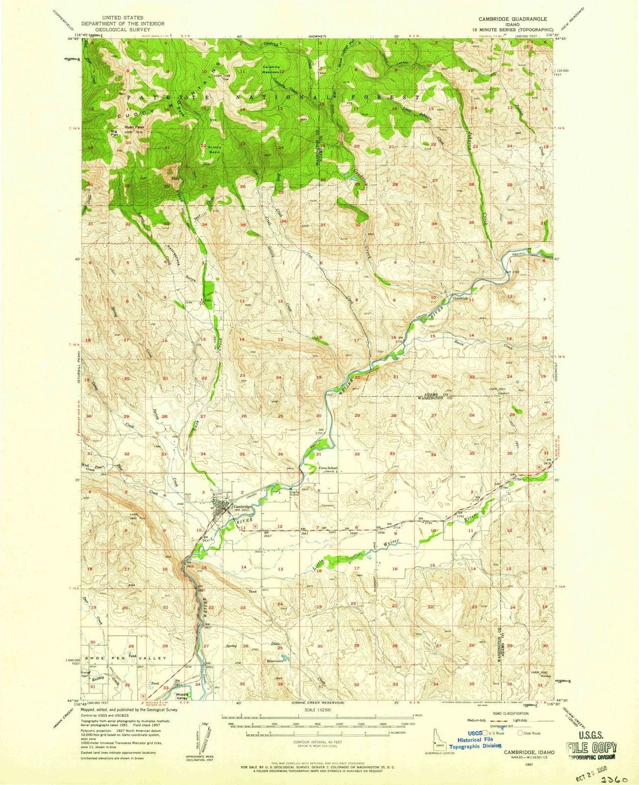 1957 Cambridge, ID - Idaho - USGS Topographic Map