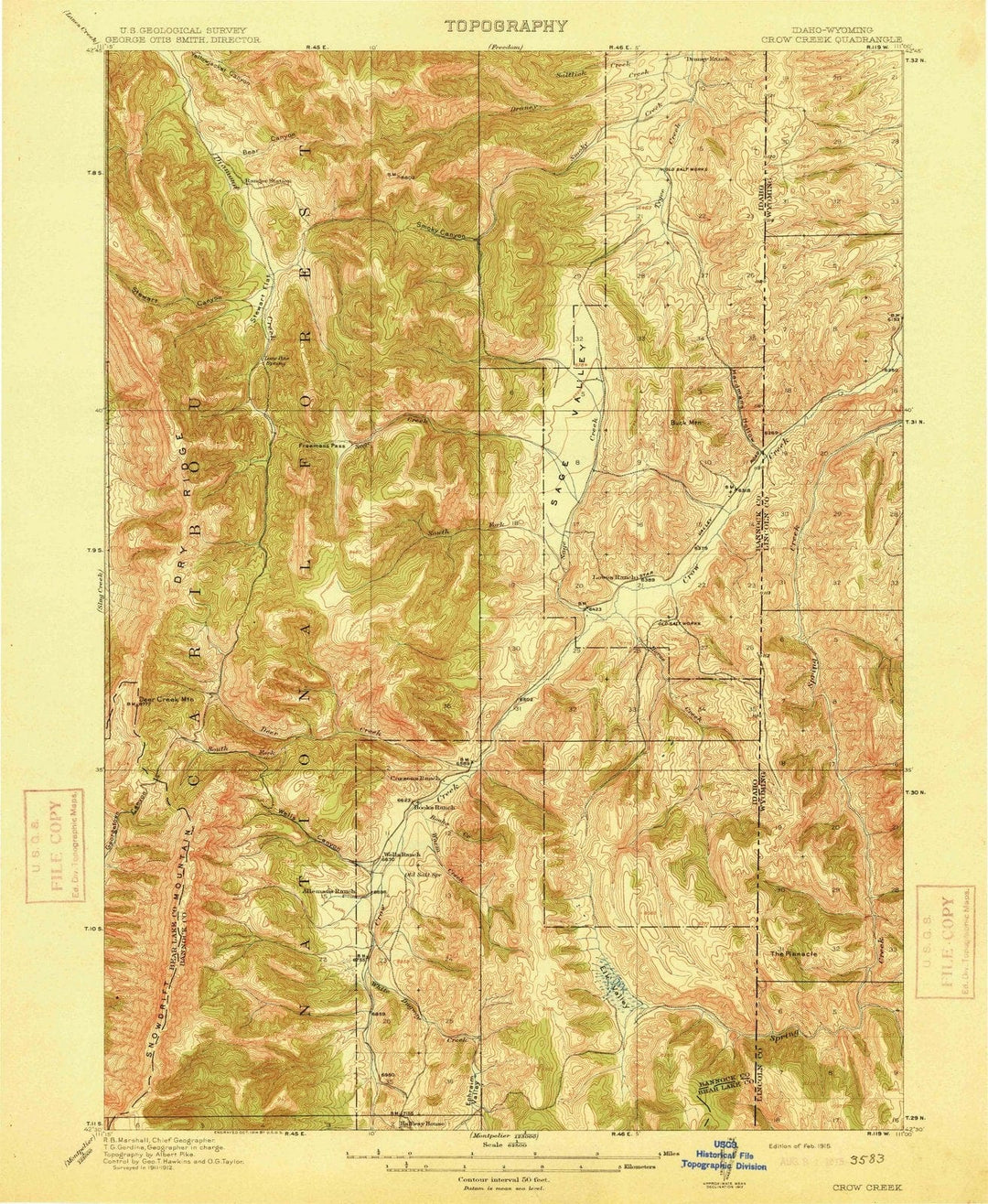 1915 Crow Creek, WY - Wyoming - USGS Topographic Map