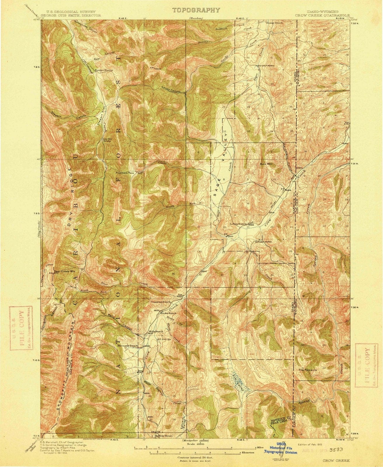 1915 Crow Creek, WY - Wyoming - USGS Topographic Map