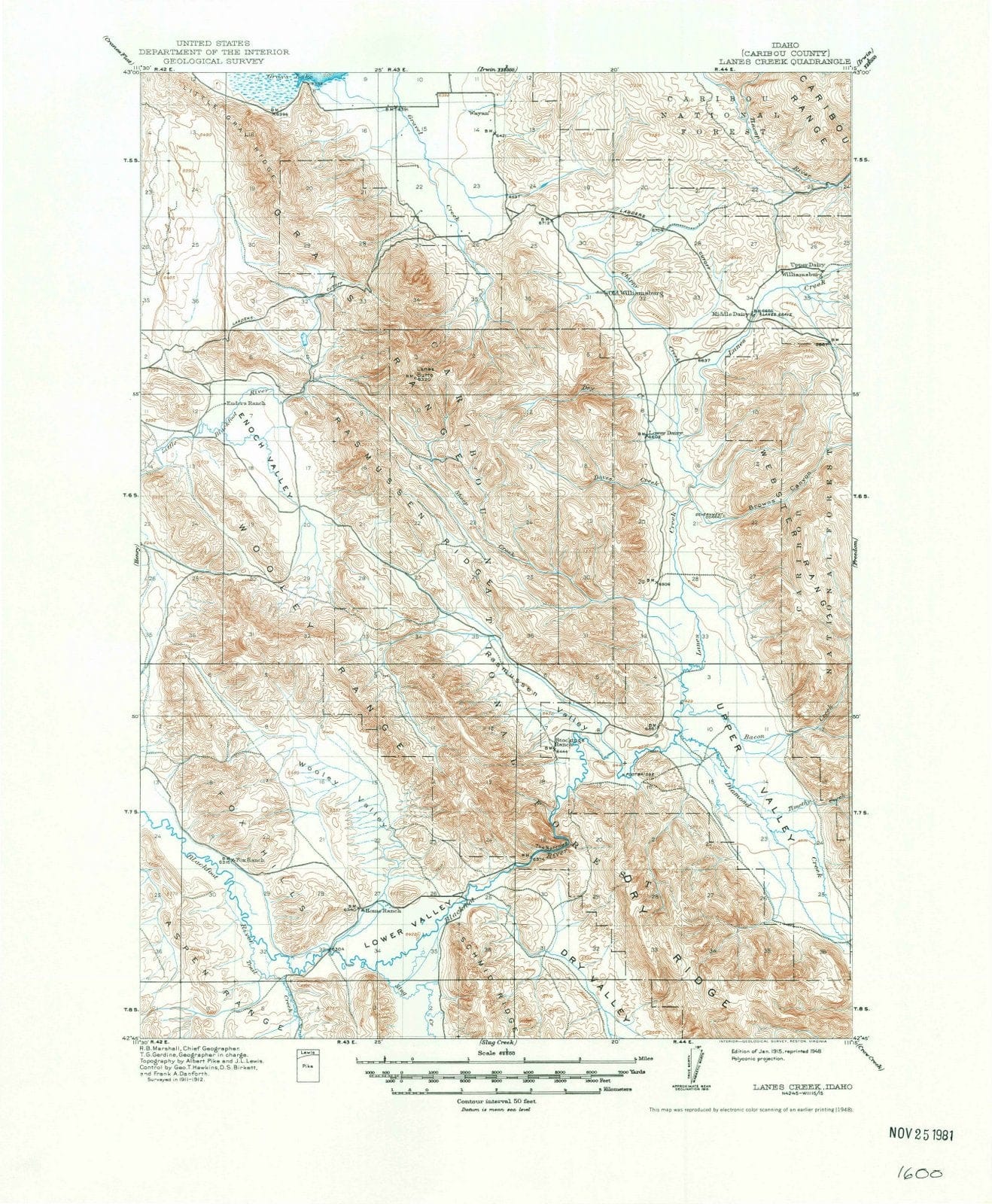 1915 Lanes Creek, ID - Idaho - USGS Topographic Map