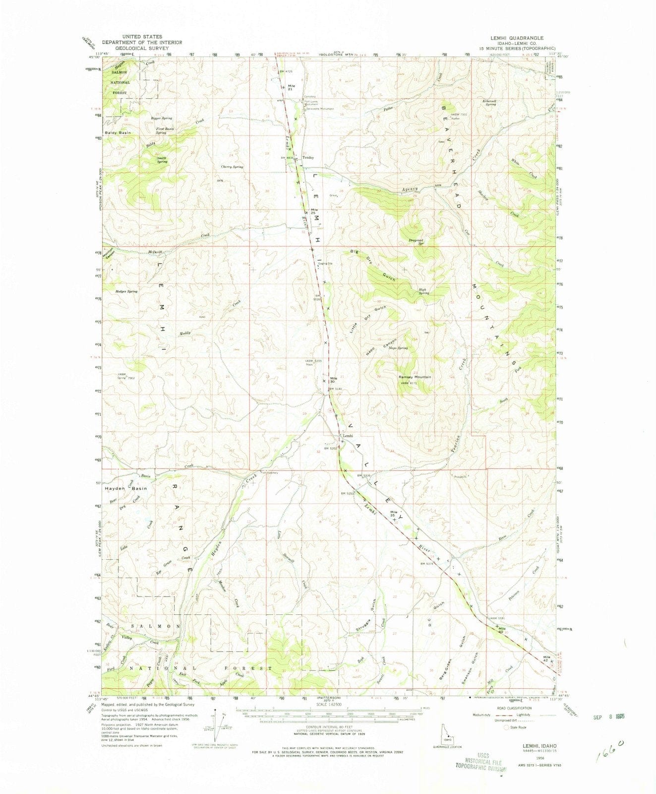 1956 Lemhi, ID - Idaho - USGS Topographic Map