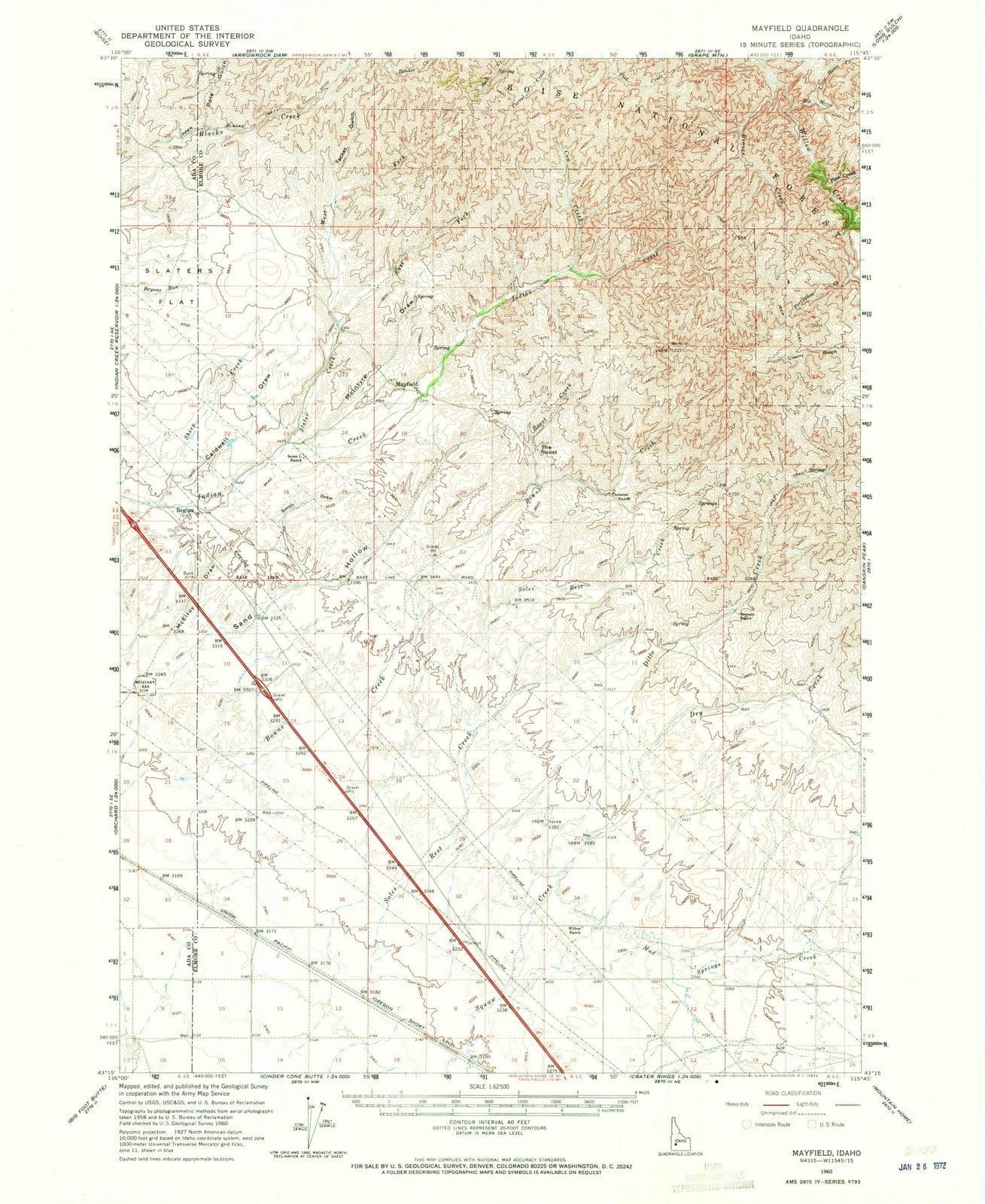 1960 Mayfield, ID - Idaho - USGS Topographic Map