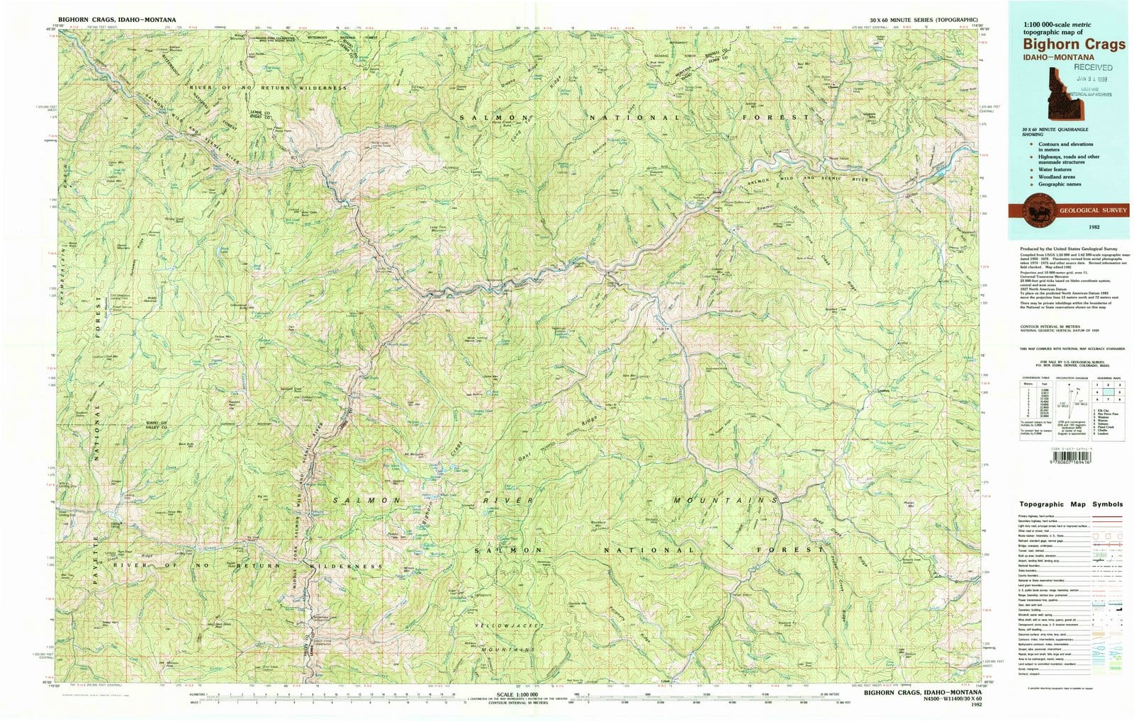 1982 Bighorn Crags, ID - Idaho - USGS Topographic Map
