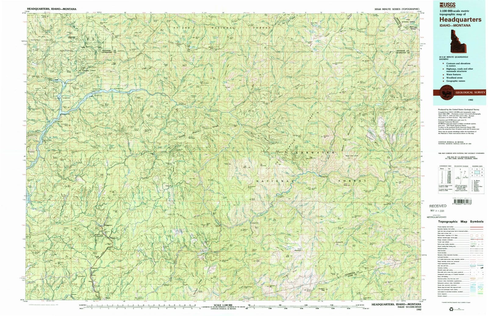 1982 Headquarters, ID - Idaho - USGS Topographic Map