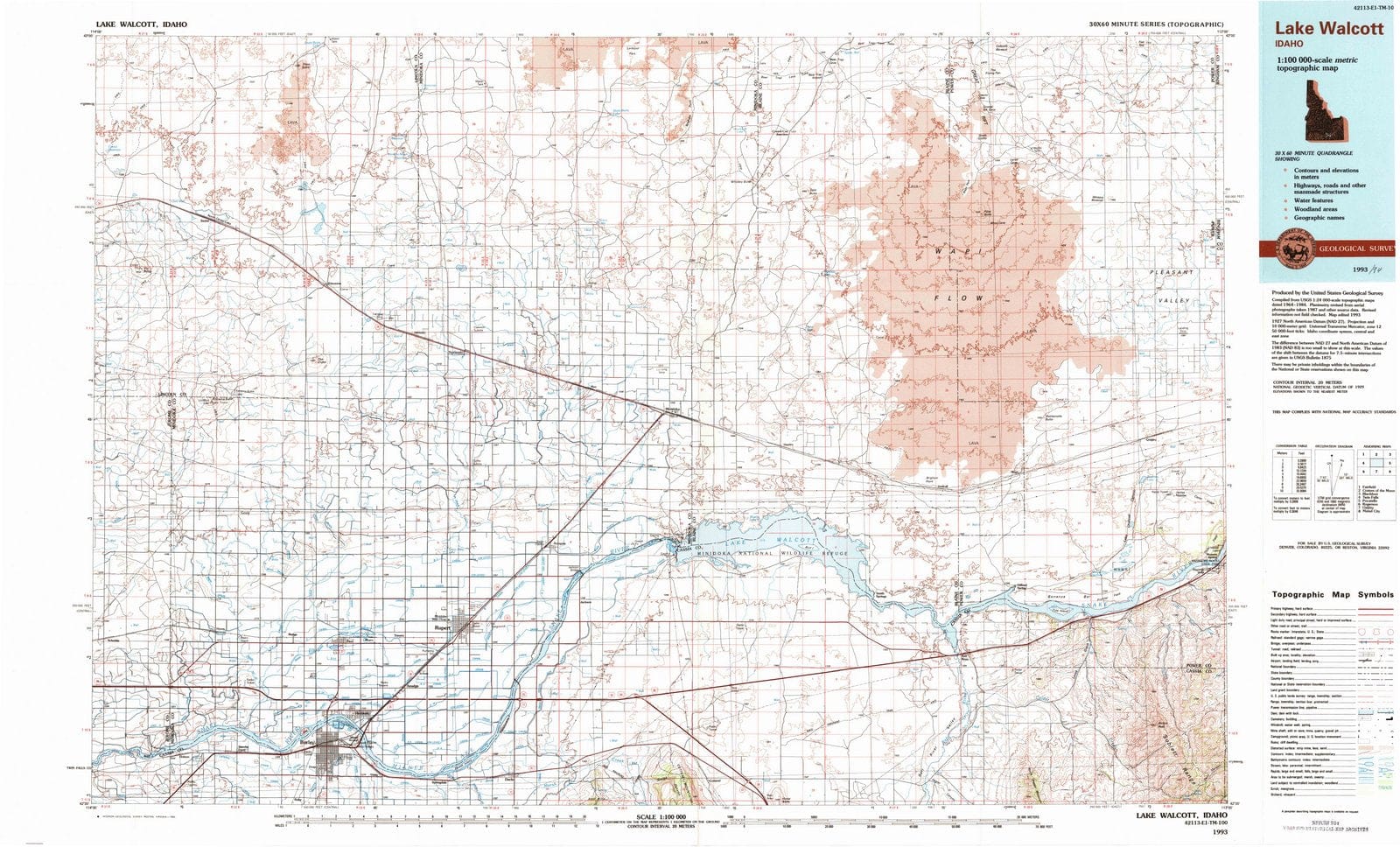 1993 Lake Walcott, ID - Idaho - USGS Topographic Map