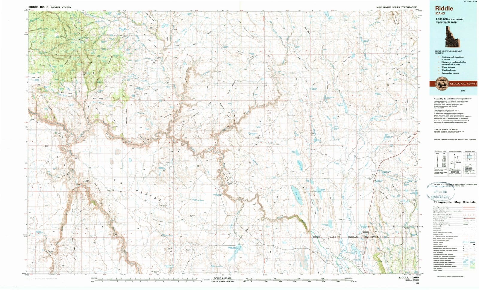 1989 Riddle, ID - Idaho - USGS Topographic Map