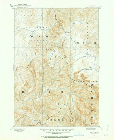 1891 Bear Valley, ID - Idaho - USGS Topographic Map