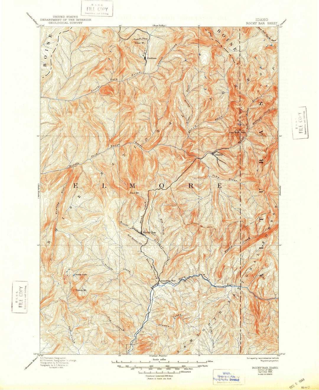 1894 Rocky Bar, ID - Idaho - USGS Topographic Map