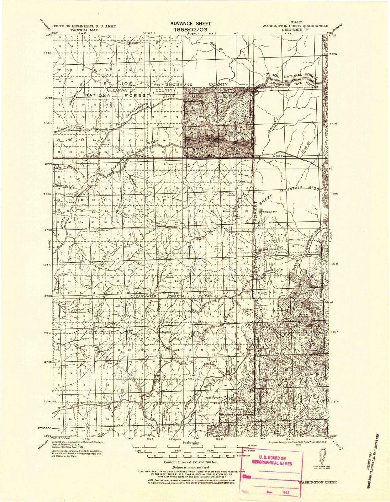1923 Washington Creek, ID - Idaho - USGS Topographic Map