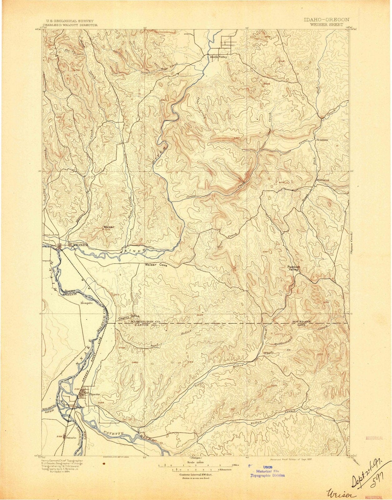 1897 Weiser, ID - Idaho - USGS Topographic Map