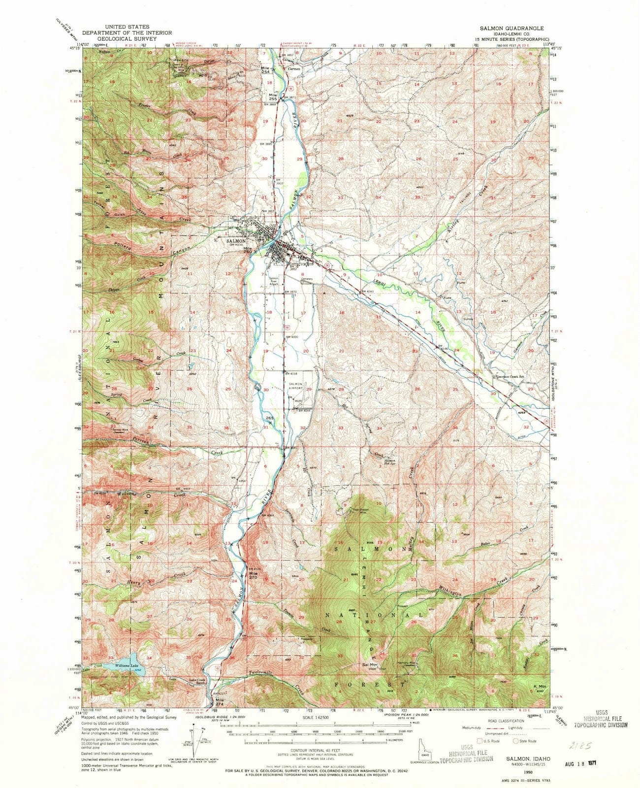 1950 Salmon, ID - Idaho - USGS Topographic Map