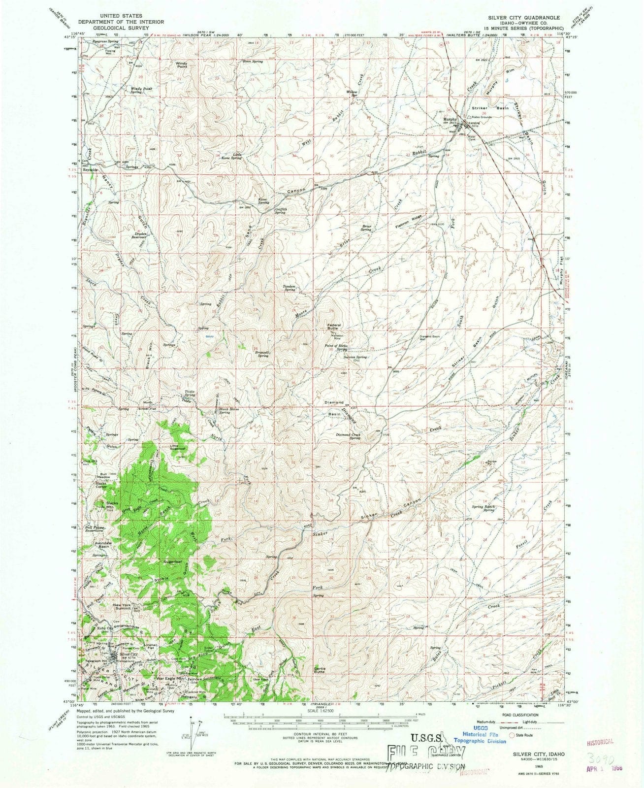 1965 Silver City, ID - Idaho - USGS Topographic Map