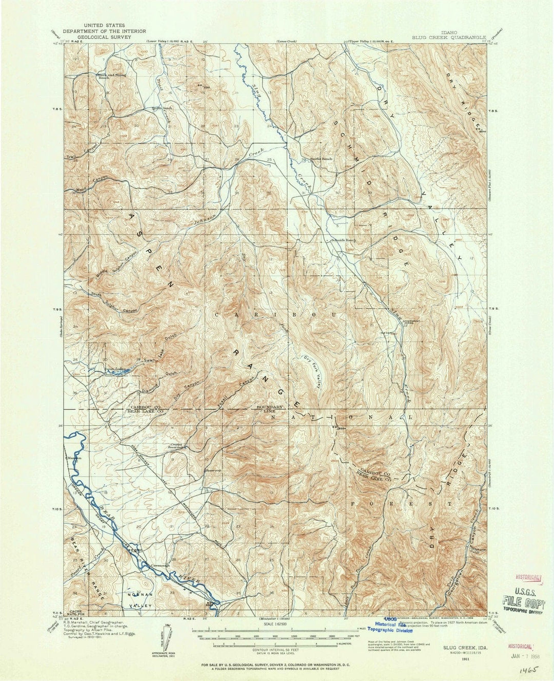 1911 Slug Creek, ID - Idaho - USGS Topographic Map
