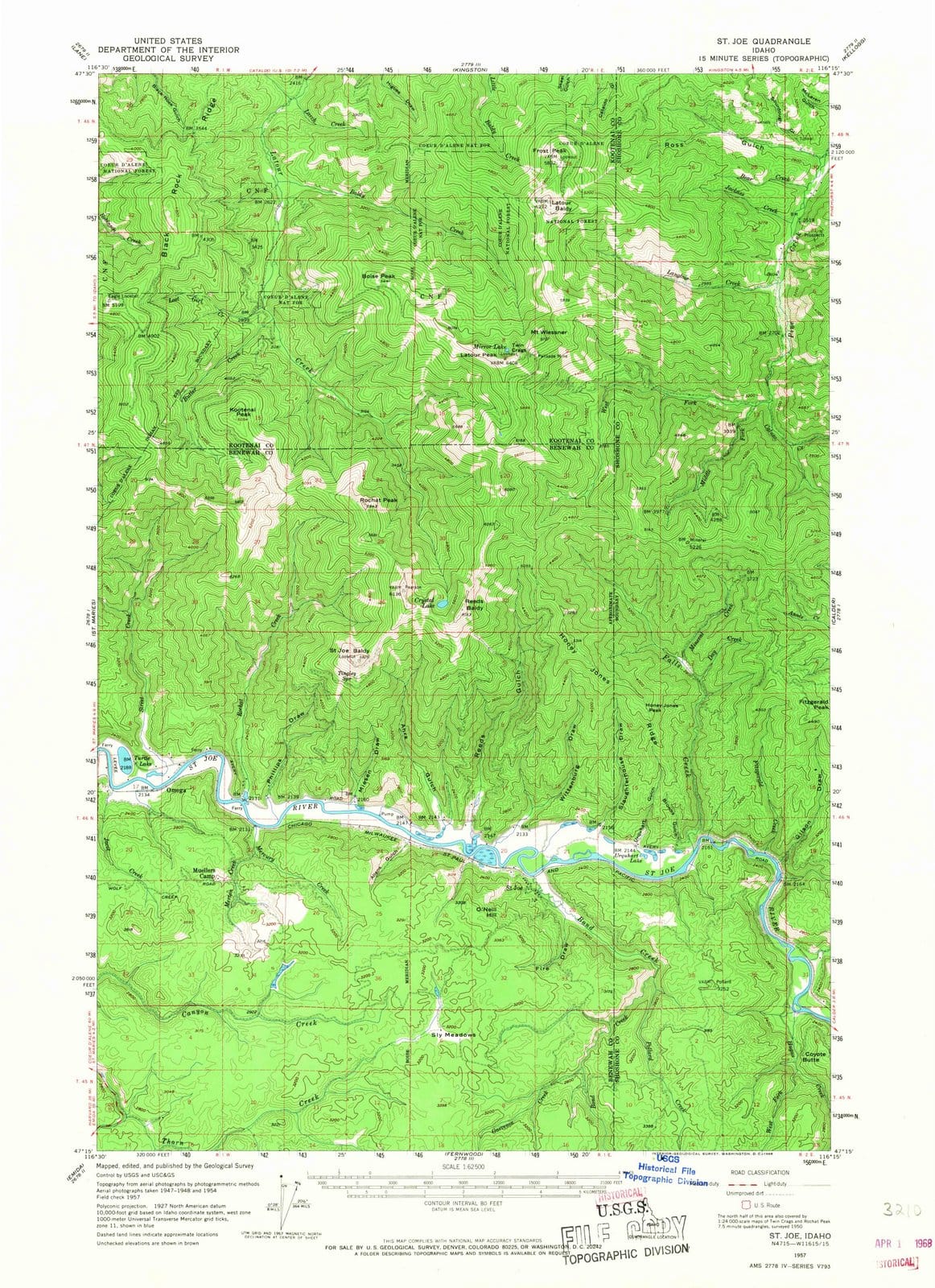 1957 St. Joe, ID - Idaho - USGS Topographic Map - Historic Pictoric