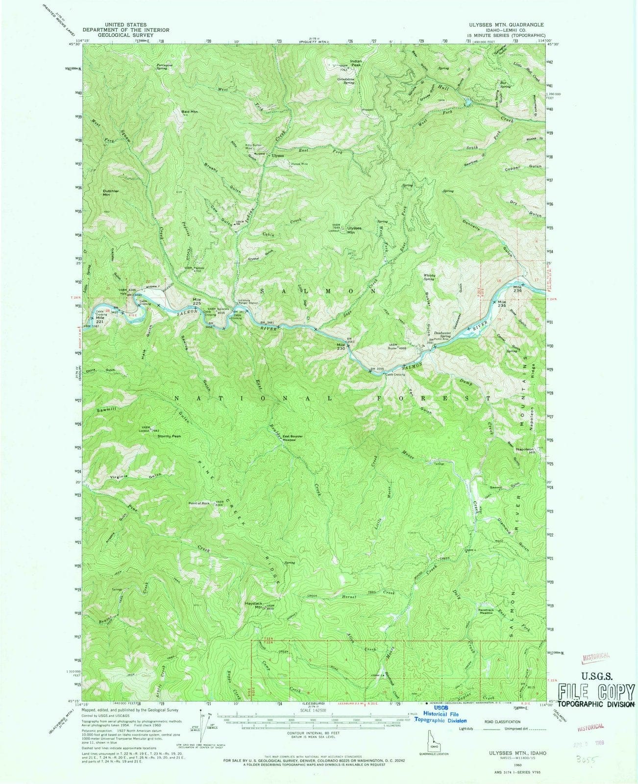 1960 Ulysses MTN, ID - Idaho - USGS Topographic Map