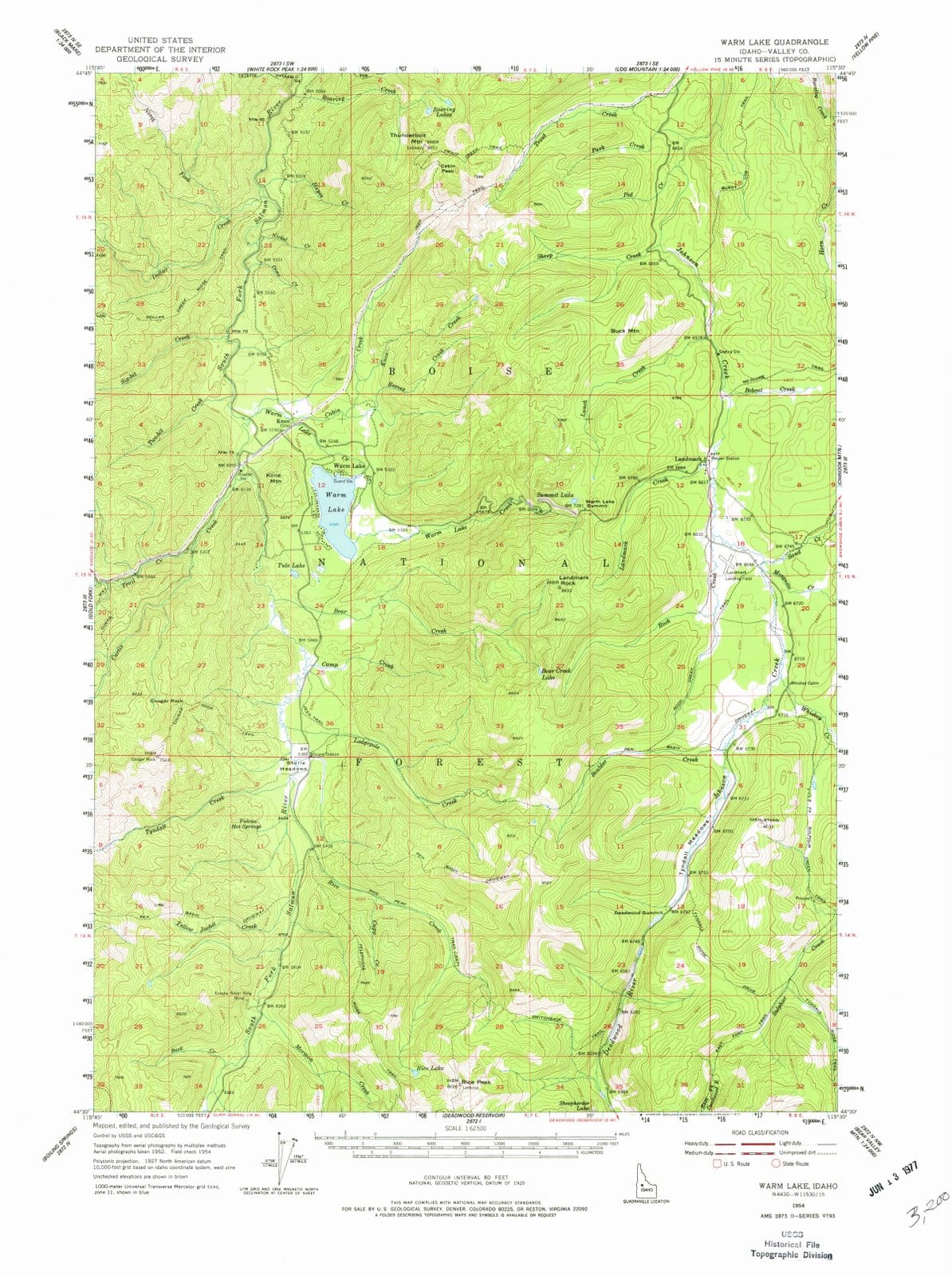 1954 Warm Lake, ID - Idaho - USGS Topographic Map