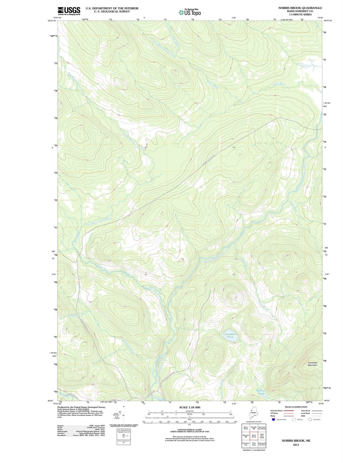2011 Norris Brook, ME - Maine - USGS Topographic Map