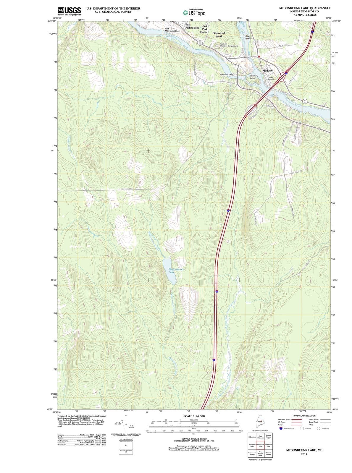 2011 Medunkeunk Lake, ME - Maine - USGS Topographic Map
