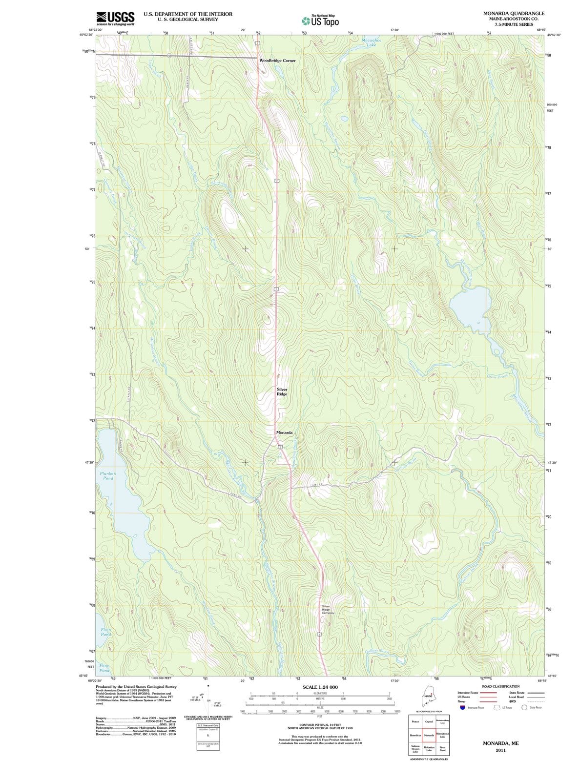2011 Monarda, ME - Maine - USGS Topographic Map