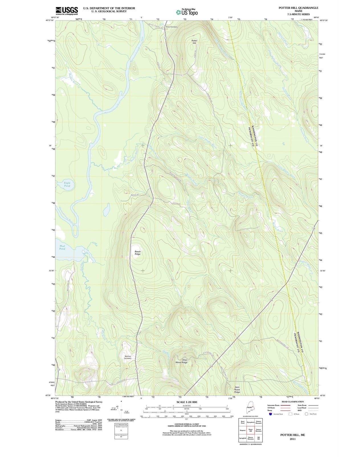 2011 Potter Hill, ME - Maine - USGS Topographic Map