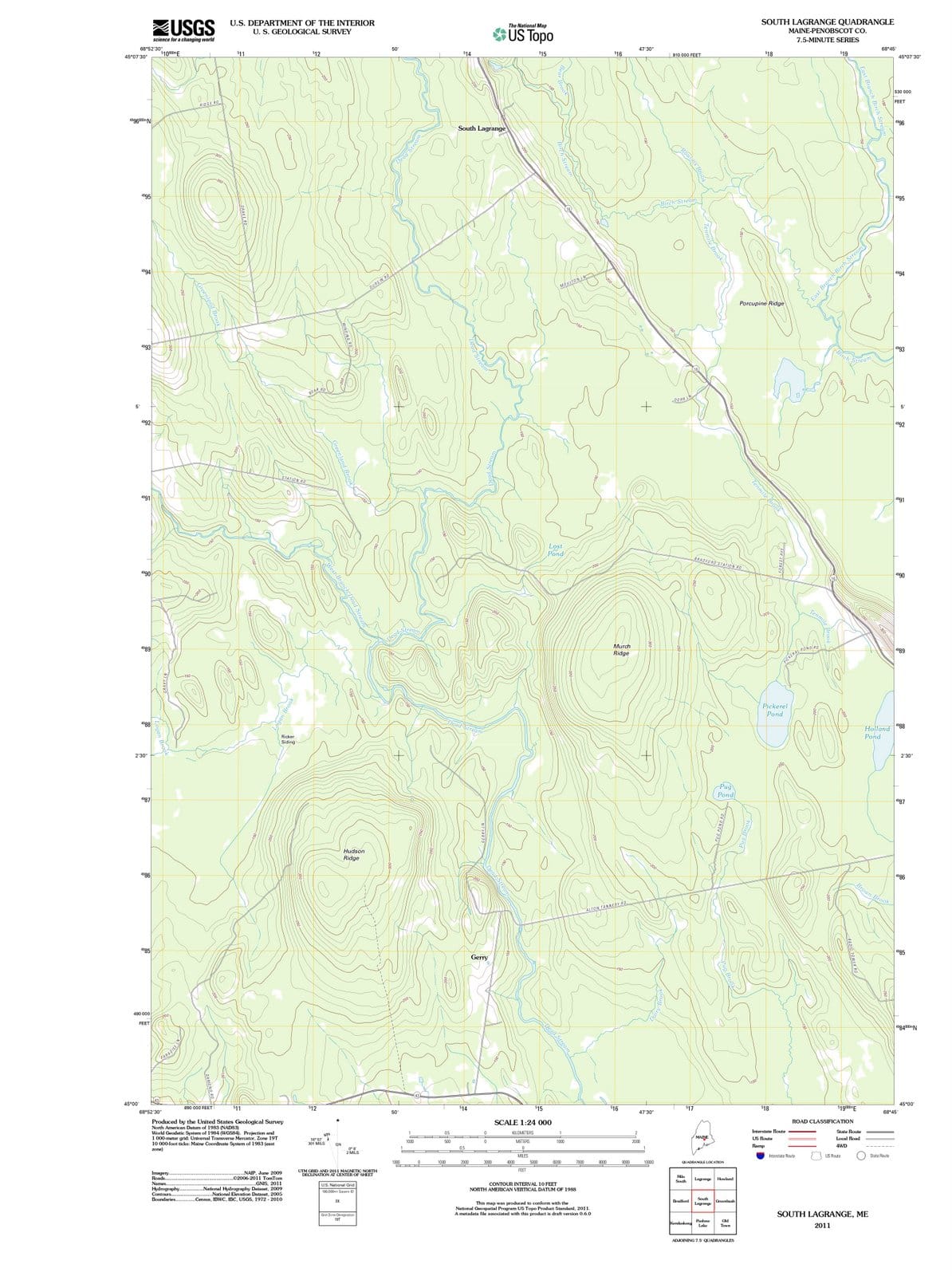 2011 South Lagrange, ME - Maine - USGS Topographic Map