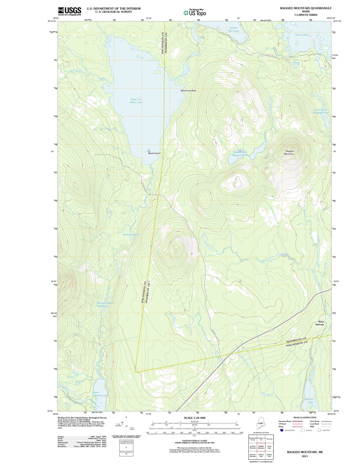2011 Ragged Mountain, ME - Maine - USGS Topographic Map