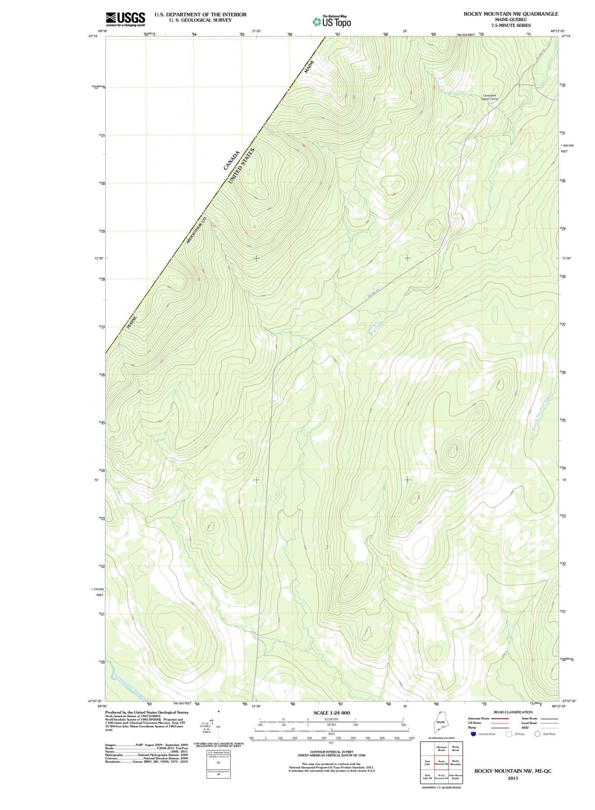 2011 Rocky Mountain, ME - Maine - USGS Topographic Map v2
