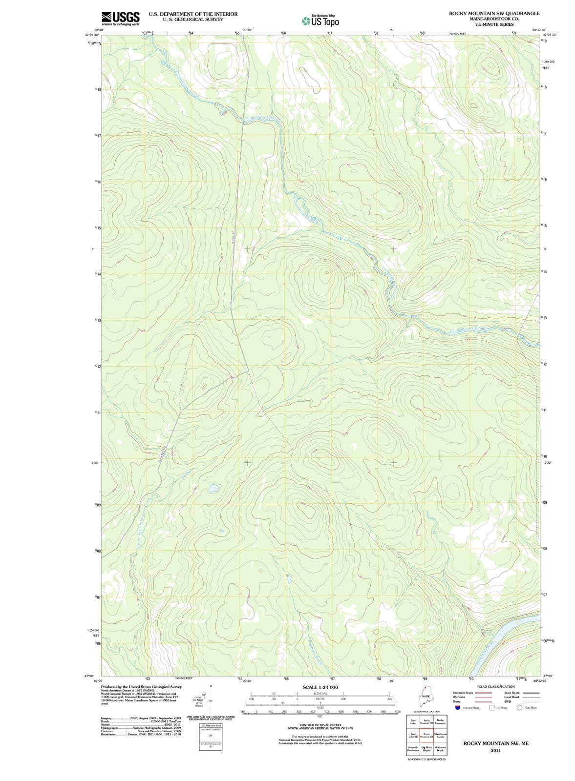 2011 Rocky Mountain, ME - Maine - USGS Topographic Map v3