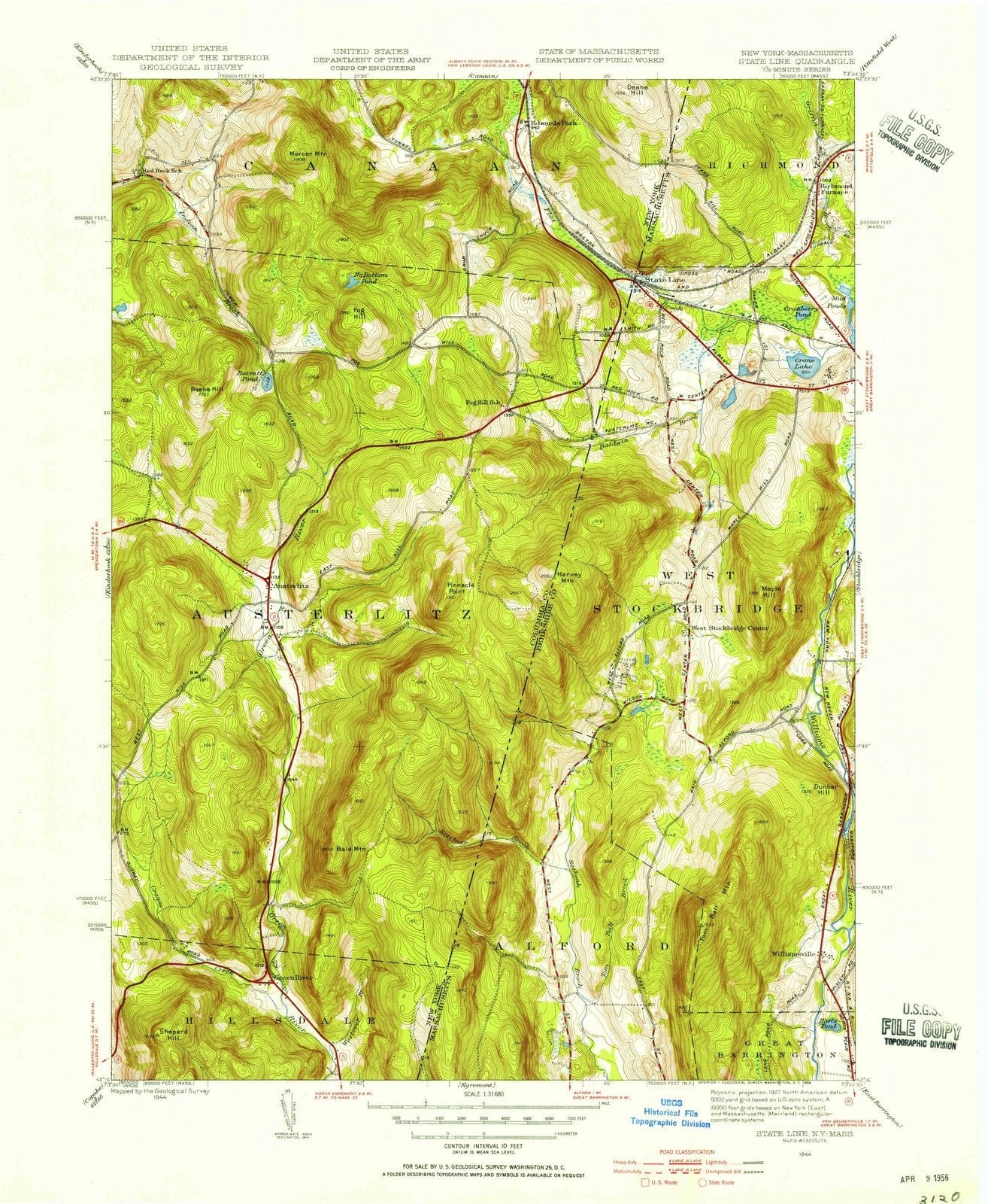 1944 State Line, MA - Massachusetts - USGS Topographic Map v2